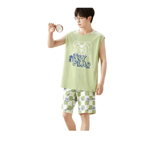 MIIOW Пижамный комплект Модный Мультяшный Освежающий Дизайн Feel Мужской 2 предметный комплект Травяной зеленый