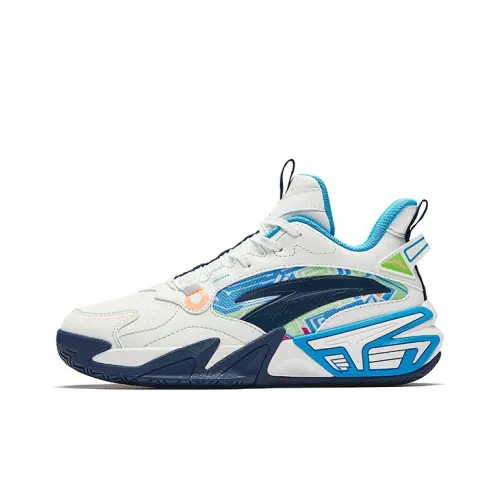 Antakids Bastard Детские баскетбольные кроссовки Low Топ Папирус Белый/Морской Синий/Темный Морской Синий Унисекс