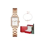 Маленький квадратный часы розовое золото, белый циферблат