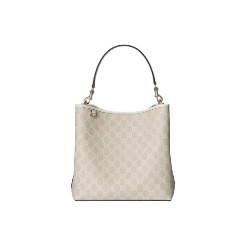 GUCCI GG Emblem GG Monogram Покрытый холст Одно плечо Сумка Маленькая Женская Бежевая и Белая