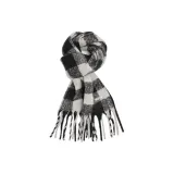 Черно-серый тонкий шарф в клетку