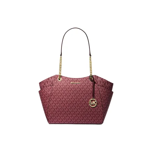 MICHAEL KORS Jet Set Покрытый холст Тоут Сумка Сумка для покупок Сумка на плечо Большая Женская Розовая Красная