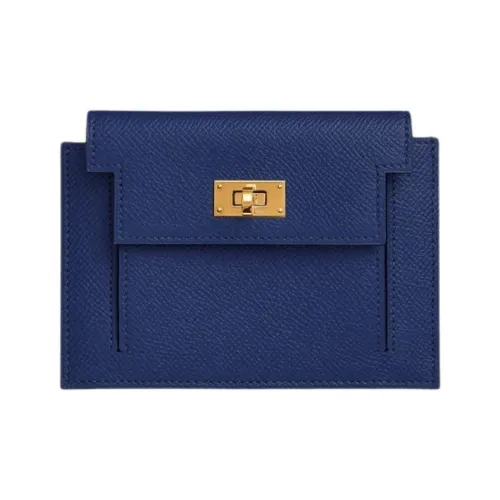 HERMES Kelly Pocket Epsom Телячья кожа Кошелек Женские 73 BLEU Saphir Сапфирово-синий