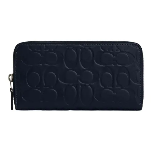 COACH Аккордеонный кошелек Телячья кожа Кошелек Маленький Мужской Полночь Морской синий