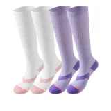 Белый + Фиолетовый Профессиональные Компрессионные Носки [Набор из 2 пар, упаковка]