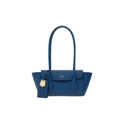 Ferragamo Hammered Текстура Коровья кожа Тоут Сумка Сумка для покупок Сумка на плечо Маленькая Женская Бирюзовая