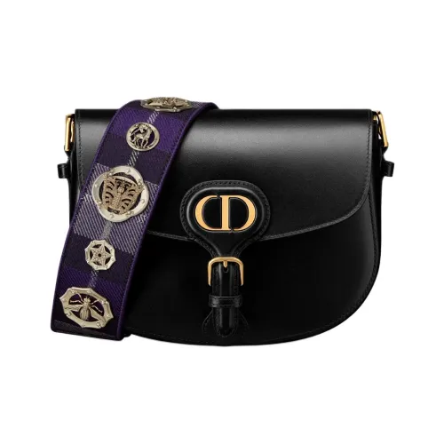 DIOR Bobby Телячья кожа Сумка через плечо Сумка на плечо Средняя Женская Черная