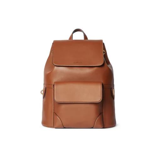 GUCCI GG Emblem Мягкая кожа Рюкзак Средний Мужской Коричневый