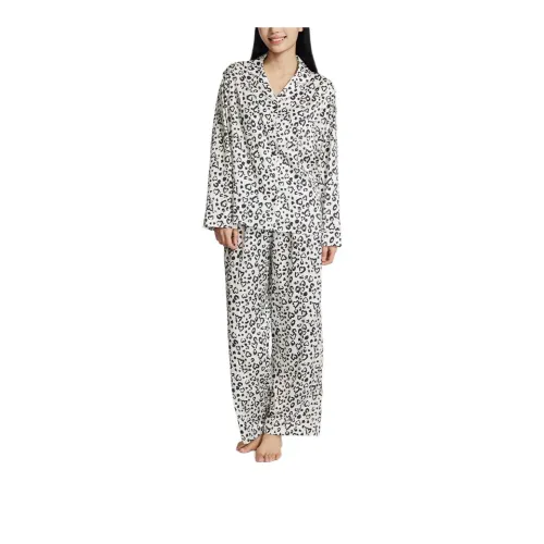 Victoria's Secret Пижамный комплект Утонченный с принтом шелковистый дружественный к коже женский черный и розовый леопардовый принт