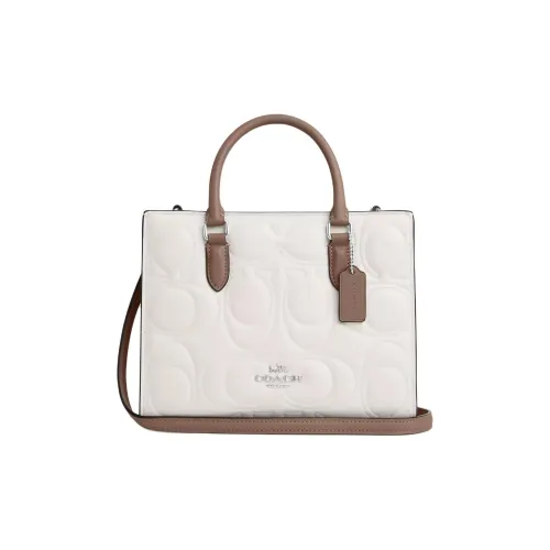 COACH Гладкая кожа Тоут Сумка Сумка для покупок Сумка Маленькая Женская Мел