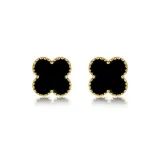 Золото, окантовка, черные, серьги-гвоздики