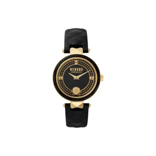 VERSUS VERSACE Women's Watch Кварцевый механизм Кожаный ремешок 36 мм Черный циферблат