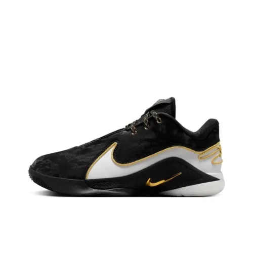 Nike LeBron 22 Slip-Resistant Abrasion-Resistant Низкий Топ Баскетбольные кроссовки Унисекс Черный Белый Золото