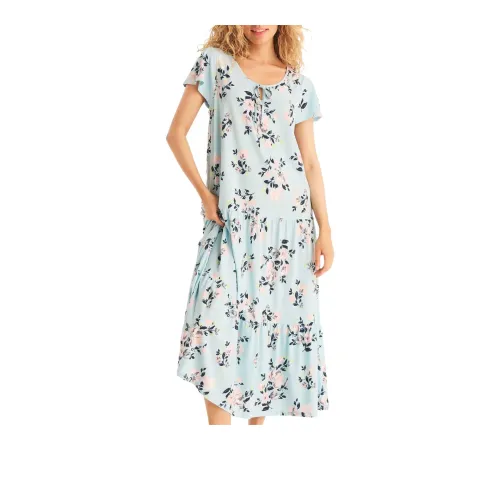 NAUTICA Цветочный Maxi Платье для сна Женская ночная сорочка Federal Синий
