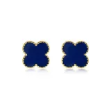 Золото, окантовка, синий, серьги-гвоздики