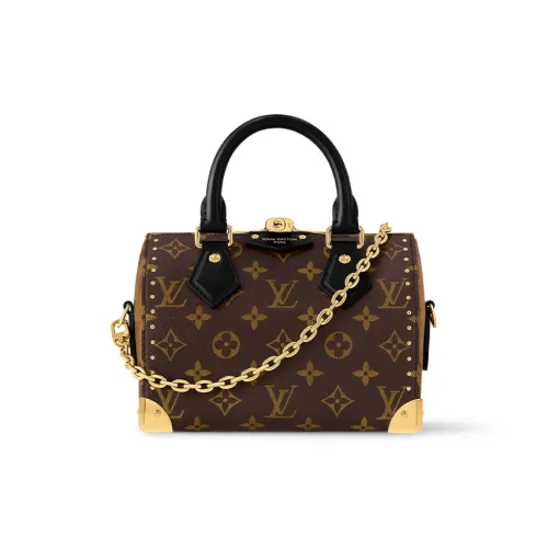 LOUIS VUITTON SpeedyTrunk Монограмма Холст Портативная Сумка через плечо Сумка на плечо Женская Коричневая