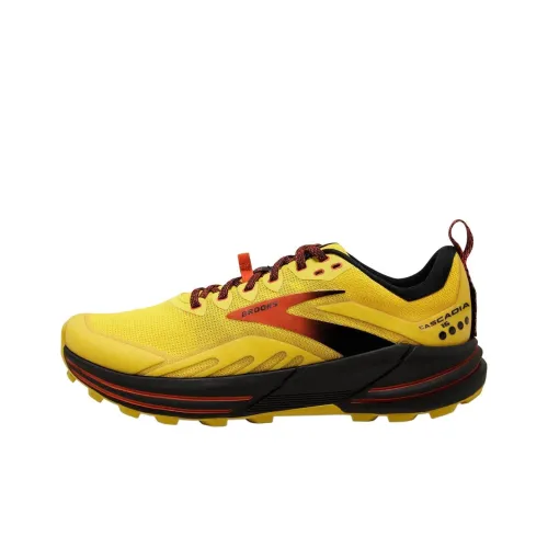 Brooks Cascadia 16 Противоскользящие устойчивые к истиранию низкий топ беговые кроссовки мужские желто-черные