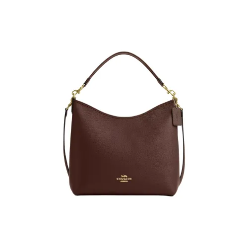 COACH Сумка через плечо из кожи женская темно-коричневая