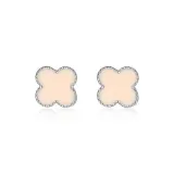 Серьги-гвоздики с серебряным ободком и абрикосовым цветом