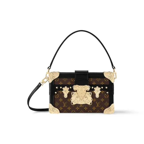 LOUIS VUITTON PETITE MALLE Монограмма Холст Плечевая Сумка Маленькая Женская Коричневая