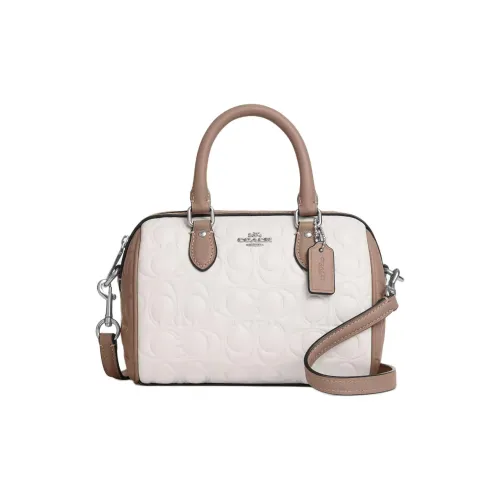 COACH Rowan Гладкая кожа Сумка через плечо Сумка Мини Женская Мел и Серый Умбра