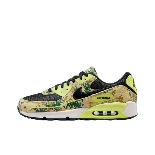 Nike Air Max 90 Устойчивый к истиранию Низкий Топ Повседневные Беговые кроссовки Унисекс Желтый Черный