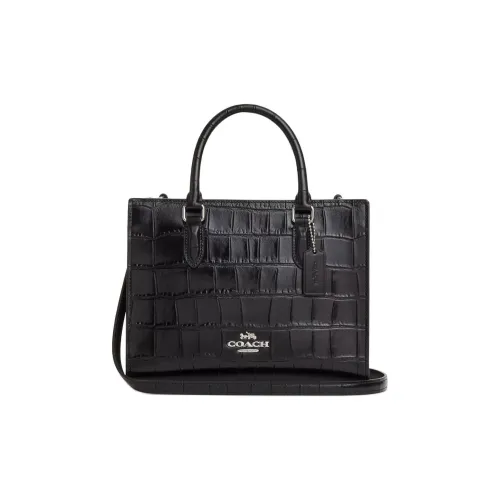 COACH Maggie Кожа Тоут Сумка Сумка для покупок Сумка через плечо Сумка Маленькая Women's Silver Черный