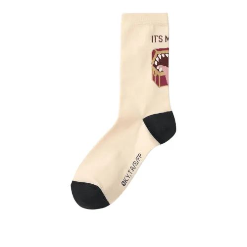 GU Funeral Freelen Collaboration 1 шт Бежевый Женские Носки до икры MID