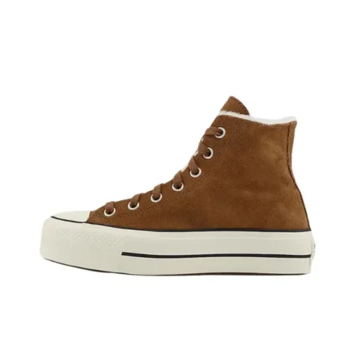 Converse Chuck Taylor All Star Lift Slip-Resistant Abrasion-Resistant High Top Skateboard Shoes Women's Brown Конверс Чук Тайлер Ол Стар Лифт Антизлипный Устойчивый к Износу Высокие Кроссовки для Скейтбординга Женские Коричневый