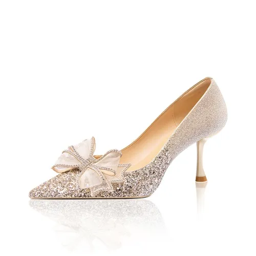 VVKI Узкий каблук Высокие каблуки 6 8 Женские Шампанское золото