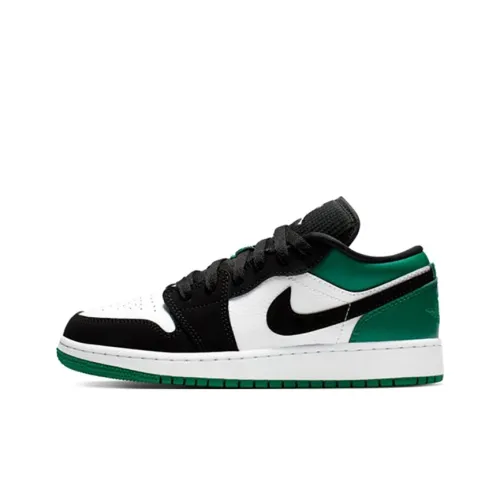 Jordan Air Jordan 1 Детские баскетбольные кроссовки Low Топ Черный Зеленый Палец Унисекс