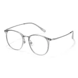 Серебряный Прозрачный Серый [Ультра-Легкий Титан Рамка, Индивидуальный Корректирующий]