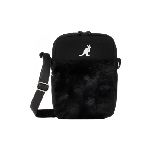 KANGOL Кожа с мехом Сумка через плечо Сумка на плечо Стандартная Унисекс Черная