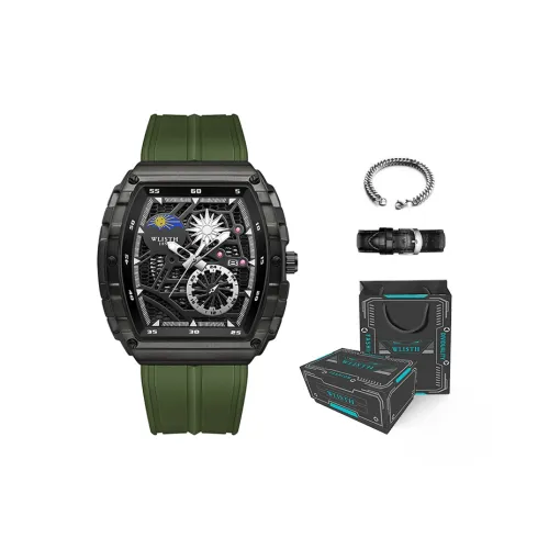 WLISTH Кварцевый механизм силиконовый ремешок мужские часы черный циферблат