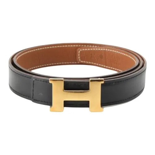 HERMES Телячья кожа Кожаные ремни Мужской Черный Коричневый Ширина 2,5CM