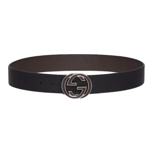 GUCCI Кожаные ремни Мужской Черный Коричневый Ширина 4CM