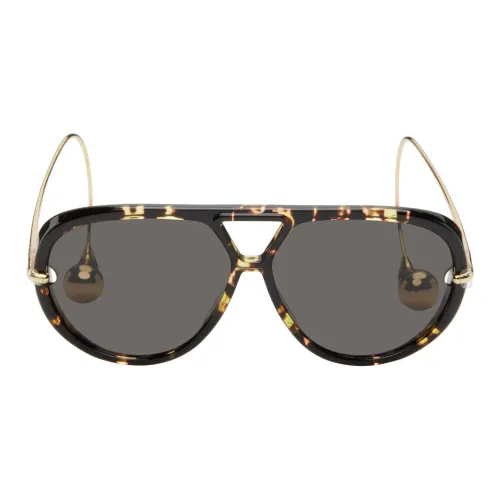 Bottega Veneta Металлические Ацетатные Солнцезащитные Очки Aviator Женские Коричневые