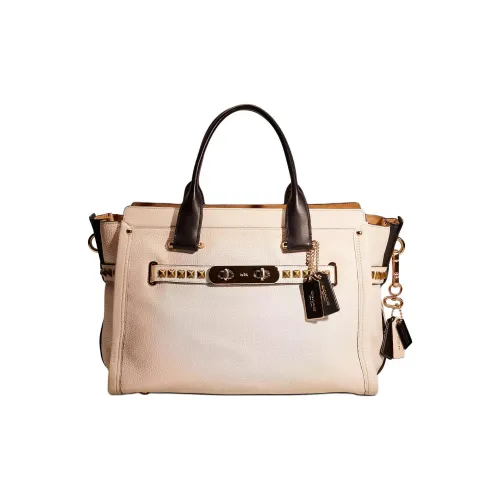 COACH Swagger Кожа Одно плечо Сумка Большая Унисекс Light Золотой