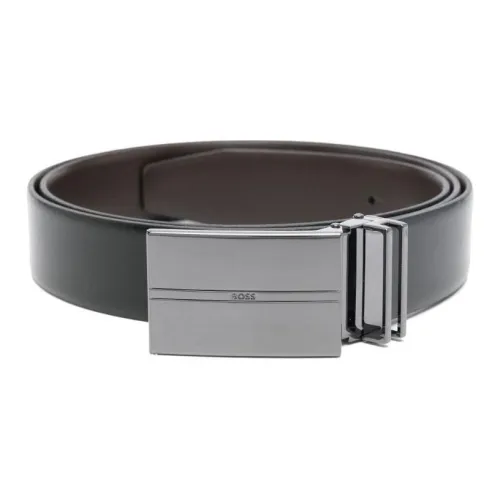 BOSS Телячья кожа Кожаные ремни Мужской Черный Ширина 3 см