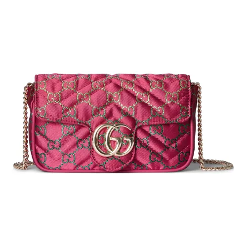 GUCCI GG Marmont Холст Плечевая сумка Extra Mini Женская Розовая