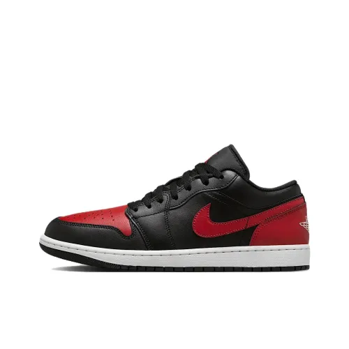Jordan Air Jordan 1 Нижняя юбка Устойчивая к истиранию Низкий топ Винтажные баскетбольные кроссовки Мужские Черный Красный