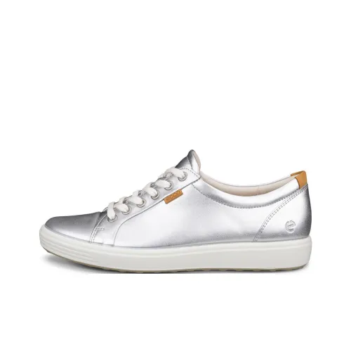 Ecco Soft 7 Устойчивые к истиранию Низкие Кроссовки для скейтбординга Женские Серебряные