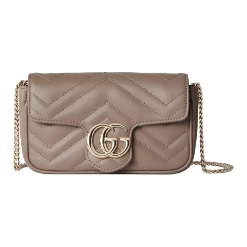 GUCCI GG Marmont Кожа Сумка через плечо Мини Женская Тауповая
