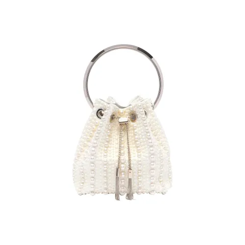 Jimmy Choo Сатиновая сумка-ведро сумка через плечо сумка обычная женская цвет экрю