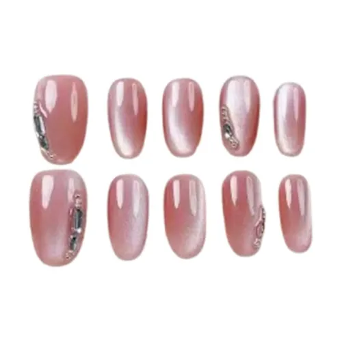 LIANJING Розовый Фиолетовый Ледяной Прозрачный Стеклянные Бусины False Nail Короткий Круглый 20 мм