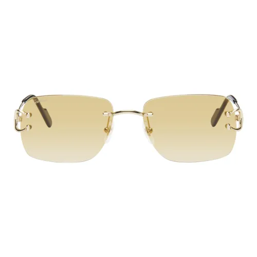 Cartier Металл Ацетат Металла Прямоугольные Солнцезащитные очки Женские Золотые