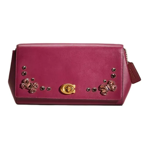 COACH Alexa Утонченный Клатч из Телячьей Кожи Большой Женский Темная Ягода