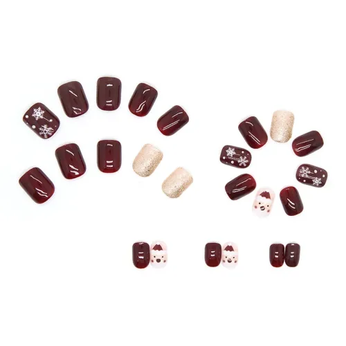 XIBI Флающий Ногти Арт Полоски Искусственные Ногти Милый Снежинка Короткий ЛАДЬЯ