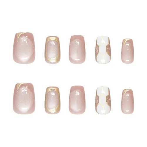 XIBI Ручной работы Золотая линия Французский Универсальный False Nail Средний LADDER 17 мм