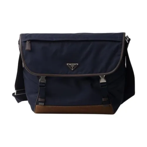PRADA RE Нейлон Переработанный Полиамид Курьерская Сумка Сумка через плечо Мужская Синяя и Кофейная